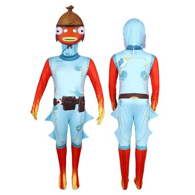 Spiel Charackter Fishy Cosplay Kostum Jumpsuit Kinder Halloween Party Outfit Set