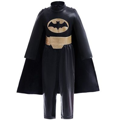 Batman Jumpsuit mit Umhang Cape Kostum Karneval Fasching Kinder Jungen Cosplay