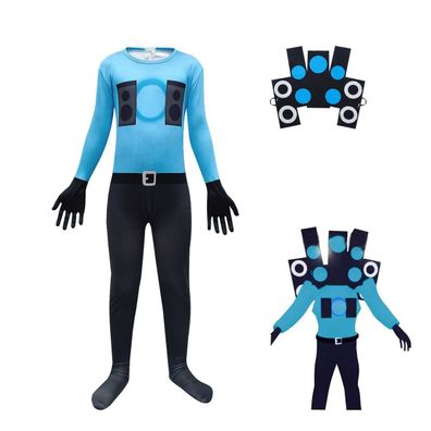 Kinder Skibidi Toilett Audio Mann Cosplay Kostum Karneval Jumpsuit Maske Outfit