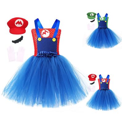 Super Mario Luigi Kleid MadchenKinder Cosplay Kostum Karneval Party Outfit Sets