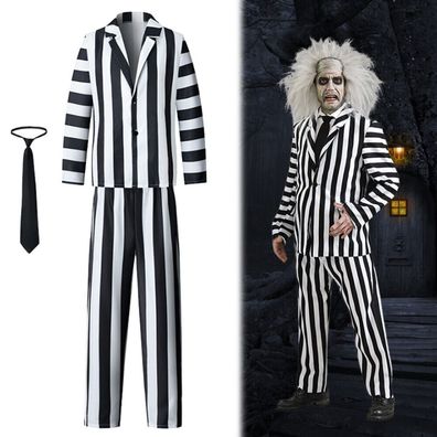 Kinder Beetlejuice Kostum Spooky Halloween Cosplay Kostum Outfit Anzug Top Hose