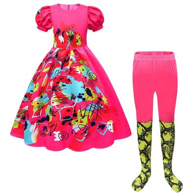 Weird Barbie Cosplay Kostume Kleid Leggings Outfit Kinder Madchen Party Karneval