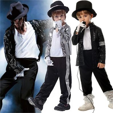 Michael Jackson Billie Jean 80er Hip Hop Kostum Kinder Jungen Cosplay Outfit Set