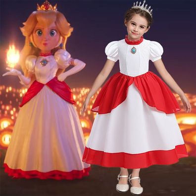 Super Mario Peach Prinzessin Cosplay kostum Kinder Madchen Karneval Partykeid