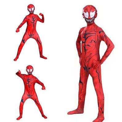 Kinder Jungen Madchen Rot Venom Spuerheld Cosplay Kostum Jumpsuit Karneval