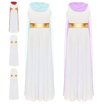 Kinder Madchen Halloween Karneval Cosplay Armellos Kleid Toga Roman Kostum