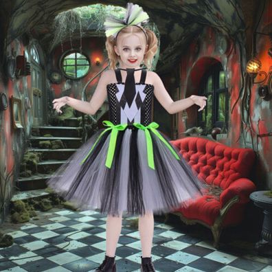 Beetlejuice Cosplay Kinder Madchen Kostum Party Gestreift Tutu Kleid Karneval