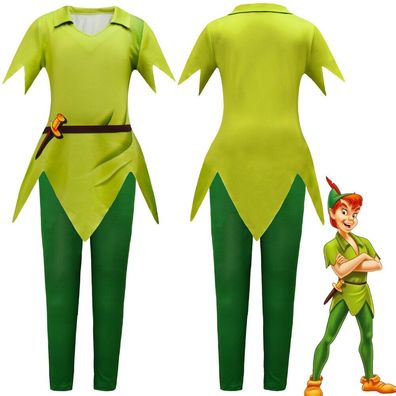 Kinder Peter Pan Cosplay Kostum Outfit Halloween Grun Uniform Fancy Buch Woche