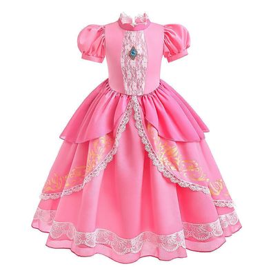 Madchen Prinzessin Pfirsich Kleid Cosplay Kostum Fasching Karneval Party Kleider