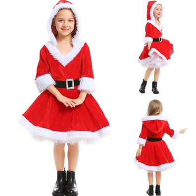 Karneval Madchen Kleid mit Kapuze Kinder Cosplay Fasching Weihnachten Kostum