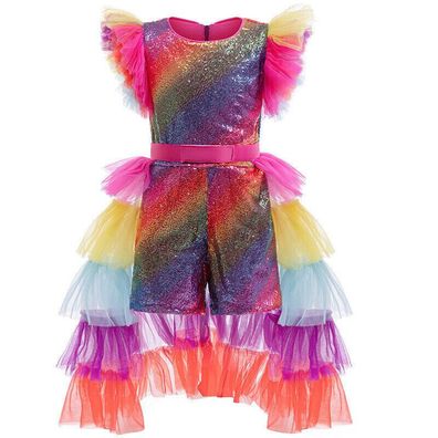 Kinder Madchen Regenbogen Cosplay Kostum Tull Tutu Prinzessin Kleider Karneval