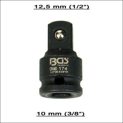 Kraft Steckschlüssel Adapter 10,0 mm (3/8") innen auf 12,5 mm (1/2") außen
