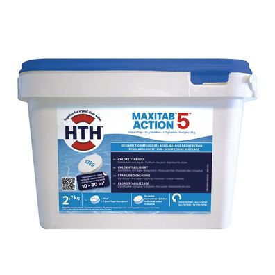 HTH MaxiTab Action 5 - 2,7 kg Chlor Multifunktion 135g Tabletten langsam löslich