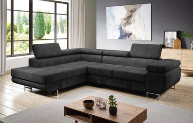 AX LIVING Couch L Form Kanya Grau 275cm mit Bettfunktion & Stauraum L