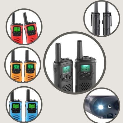 Set mit 2 PMR-Funkgeräten - VOX, Reichweite bis 10 km, LED Taschenlampe
