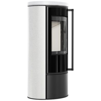 Freistehender Ofen KRATKI ERIK Ø150 5,5 kW WHITE SATIN Keramikdeckel Schwarz