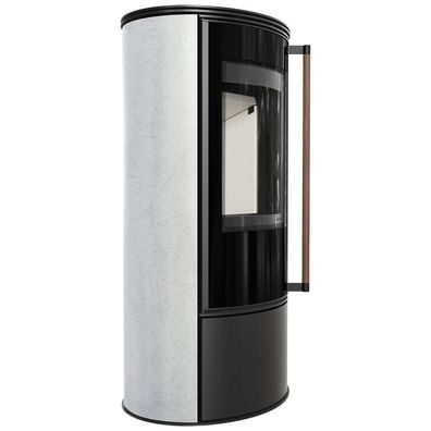 Freistehender Ofen KRATKI ERIK Ø150 5,5 kW WHITE Natural Stahldeckel Jatoba