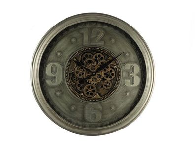 Runde Analoge Wanduhr Ø 60 cm Natasha Hängeuhr Bronse Metall NEU