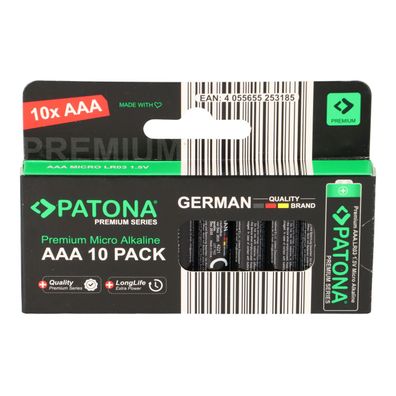 PATONA Premium AAA Batterien 10er Pack 1,5V Alkaline