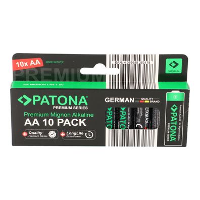PATONA Premium AA Batterien 10er Pack 1,5V Alkaline