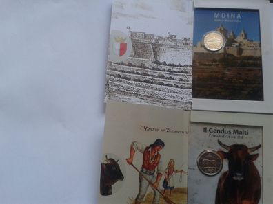 Original 2x2 euro 2025 Malta Gdina und Maltesischer Ochse im Folder SOFORT Lieferbar