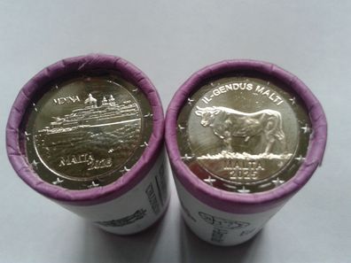 Original 2 Rollen 2 euro 2025 Malta Mdina und Maltesischer Ochse RAR! - SOFORT