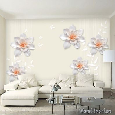 Vlies Fototapete Wandtapete Wandbilder Blumenmuster mit Schmetterlings 3030
