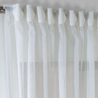 2er Set Gardinen Creme 140x200 Stangendurchzug transparent Store Vorhang NEU