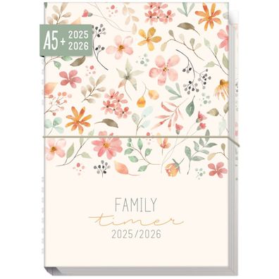 Family-Timer 2025/2026 / 18 Monate / Wild Blossoms / Häfft Verlag