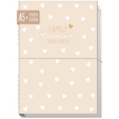 Family-Timer 2025/2026 / 18 Monate / Lovely Hearts / Häfft Verlag