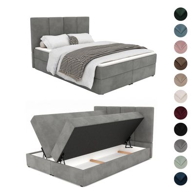 Gepolstertes Kontinentalbett mit Bettkasten Doppelbett Bett mit Polsterkopfteil