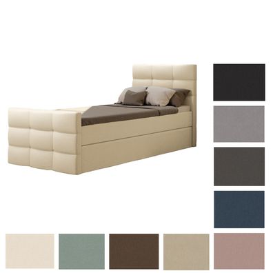 Einzelbett Boxspringbett Kalamark Mini Jugendbett Bettkasten Topper 80/90/100x200cm