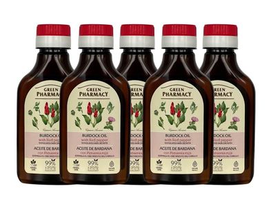 Klettenwurzelöl mit rotem Pfeffer 5 x 100 ml Haaröl Kletten Öl Haarwachstum