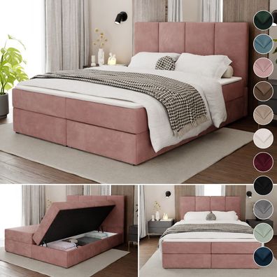 Muralo Kontinentalbett mit zwei Bettkasten und Matratze Doppelbett Polsterbett