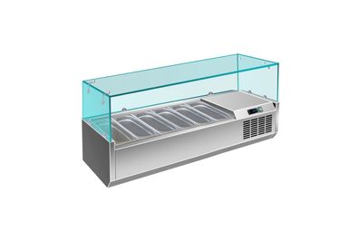 Gastronomie Hotel Küche Pizzakühlaufsatz mit Glasaufsatz 6x 14 GN 1400x335x460 mm