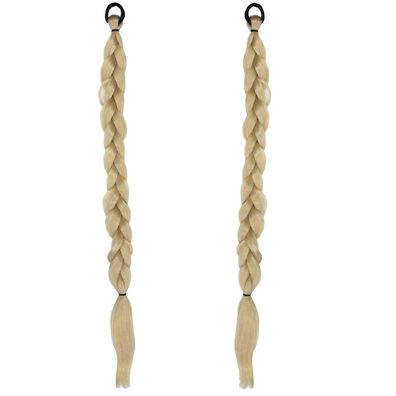 2 Zöpfe zum Anstecken BLOND Zopf lange Haare Perücke Haarteil Ansteckzopf