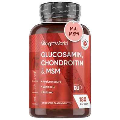 Glucosamin Chondroitin & MSM - 180 Kapseln - mit Vitamin C