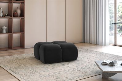 Polsterhocker Designerhocker DARCY 85x85 cm in Stoff Salvador Schwarz