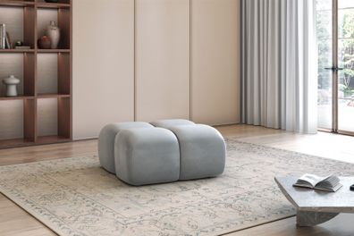 Polsterhocker Designerhocker DARCY 85x85 cm in Stoff Salvador Hellgrau