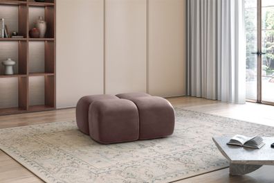 Polsterhocker Designerhocker DARCY 85x85 cm in Stoff Salvador Braun