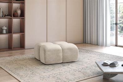 Polsterhocker Designerhocker DARCY 85x85 cm in Stoff Salvador Beige