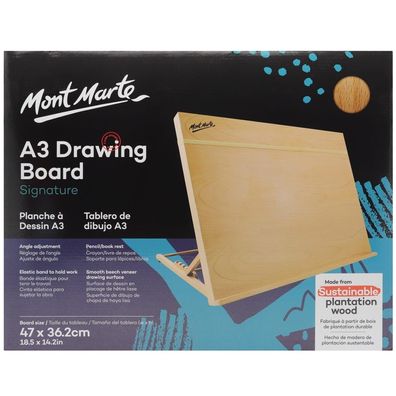 Mont Marte - A3 Tischstaffelei aus Buchenholz, für Leinwände bis 36cm, mit Gummiband