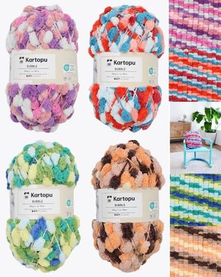 200g Kartopu Bubble Strickwolle Garn mit Noppen Stricken Häkeln GP 56,25€/1kg
