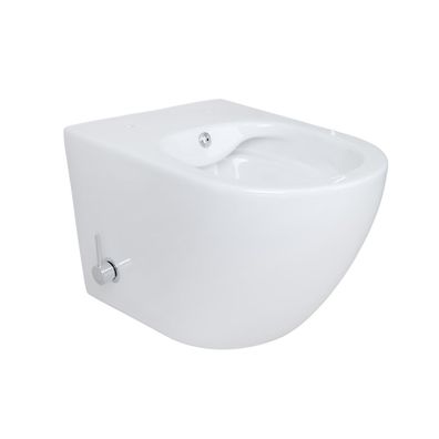 Spülrandloses Hänge WC mit integrierter Kalt- und Warmwasserarmatur und Taharet