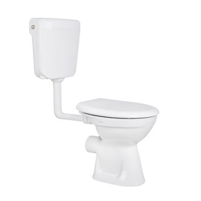 Komplettset Stand WC Abgang Waagerecht Wand Tiefspüler + Deckel + Spülkasten