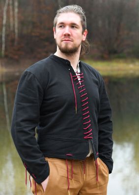 Mittelalterlicher Wams Bernhard mit Nestelbändern, schwarz