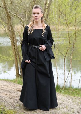 Mittelalter-Unterkleid Burglinde mit Trompetenärmeln, schwarz