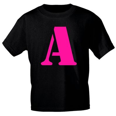 Kinder T-Shirt mit Print Buchstabe - A - 85130 Schwarz Gr. 134/146