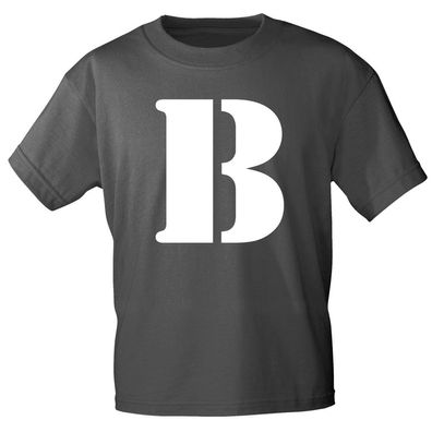Kinder T-Shirt mit Print Buchstabe - B - 85130 Anthrazit Gr. 134/146