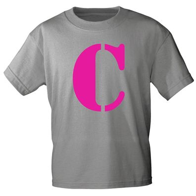 Kinder T-Shirt mit Print Buchstabe - C - 85130 Grau Gr. 122/128